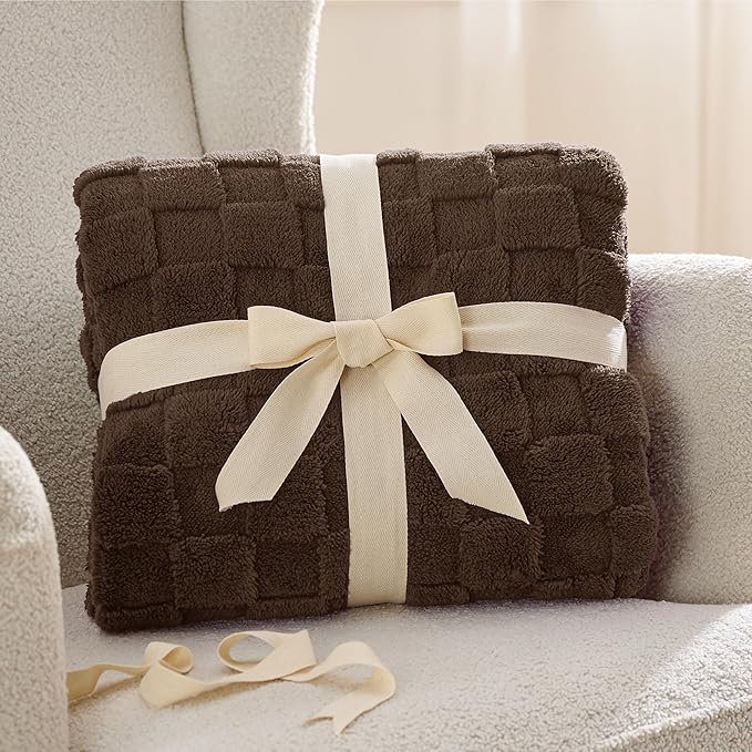 Bedsure GentleSoft Blankets Queen Size for Bed - Super Soft Cozy Blanket for Women Men Girls, Large Fuzzy Fleece Throw for Bedroom Decor, Dark Brown, 90x90 Inches