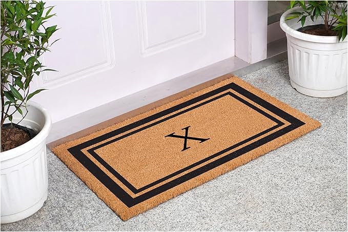 Calloway Mills 152962436X Black Border 24" x 36" Monogram Doormat, (Letter X)