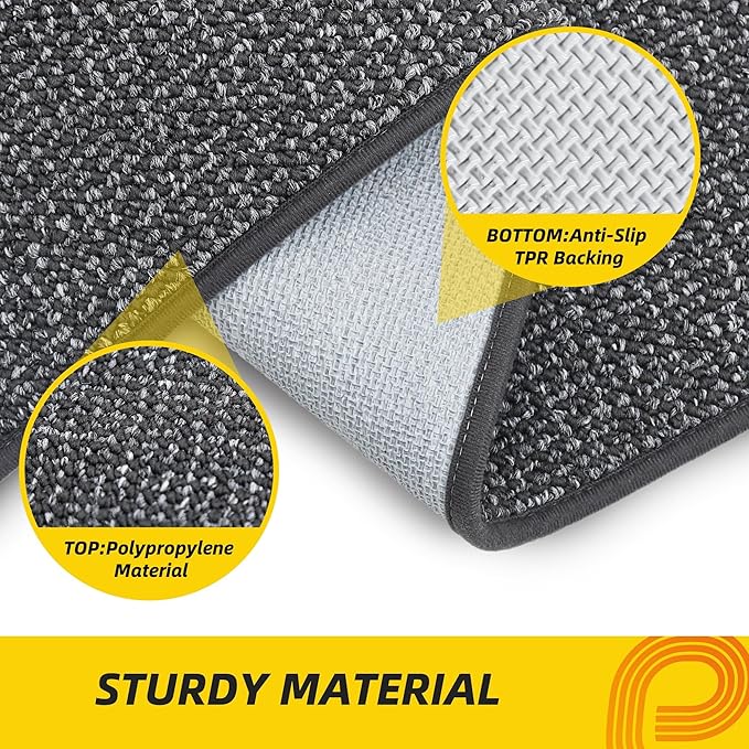 JSEI Dirt Trapper Door Mat 20"x32" Non-Slip Washable Entrance Mat, Dog Doormats, Absorbent & Fade-Resistant Floor Mats, Low Profile Welcome Mats for Entryway, Front Door, and Inside Entrance,Dark Grey