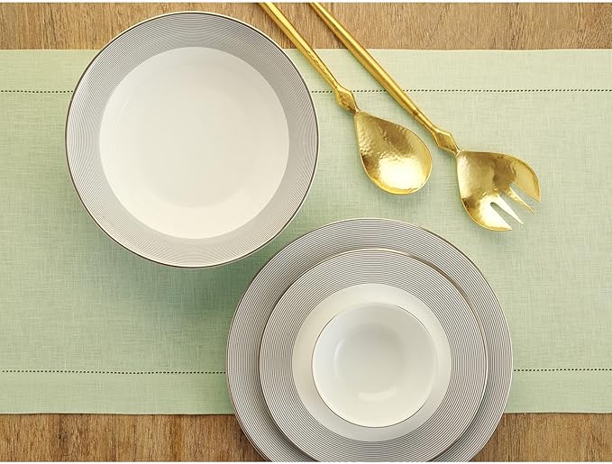 Solino Home Linen Table Runner 36 Inches - 100% Pure Linen Sage Green Hemstitch Table Runner 14 x 36 Inch Ideal for Dresser and Coffee Tables - Fall, Autumn, Thanksgiving - Classic Hemstitch