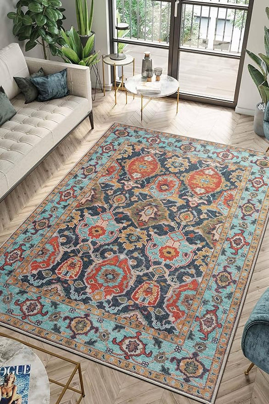 Keen Home Design 3x5 Rug - Machine Washable Entry Rug with Non-Slip Backing, Ideal for Enteryway, Kitchen, Bathroom, Laundry Room - Vintage, Easy Clean, Durable, Low Pile Rug - (3' x 5')