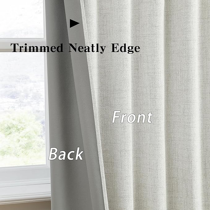 RAIN CITY 2 PCs Extra Wide Linen Blackout Curtains 108 Inches Long,Back Tab Pleaetd Drapes with Hooks Track System Curtain Panels for Large Windows Patio Sliding Door Living Room 70 x 108
