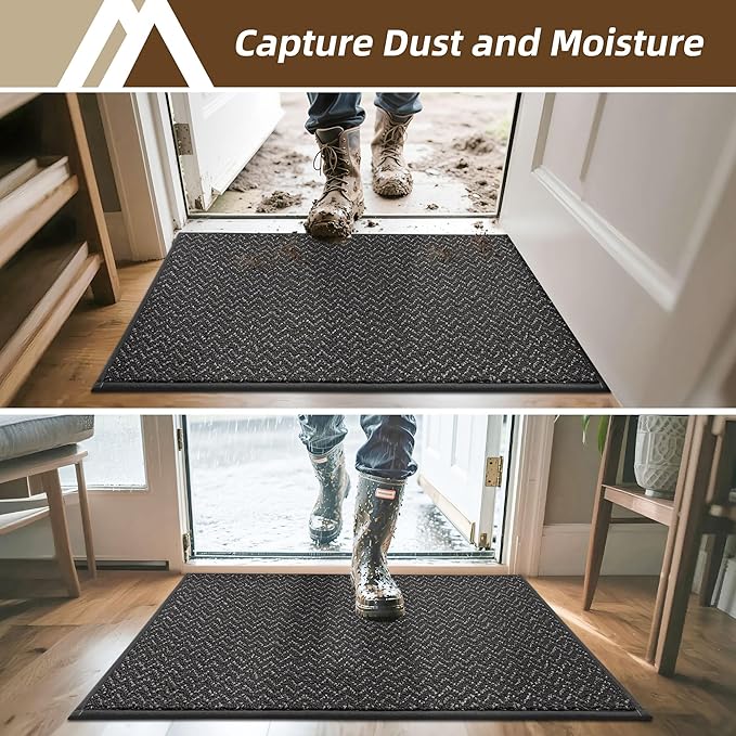 COSY HOMEER-Door-Mat 24"x36" Non Slip Absorbent Entryway Rugs Dirt Trapper Doormats Washable Entrance Mats Low Pile Welcome Floor Mat for Front Back Door and Entry Mats,Dark Grey