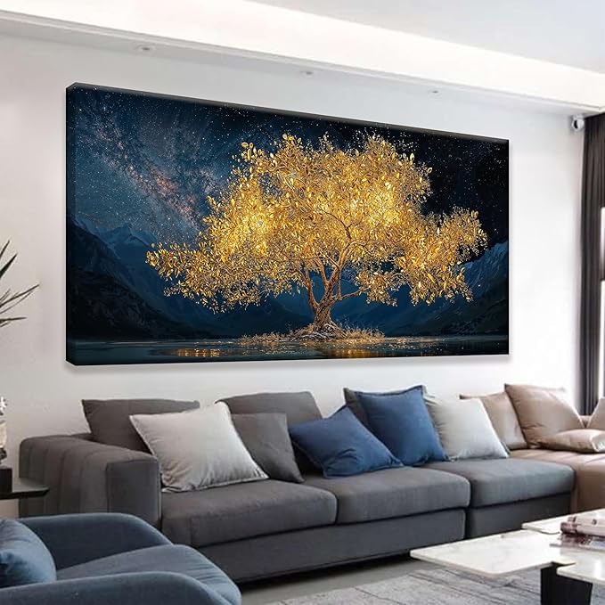 Tsomzxng Canvas Wall Art Decor Modern Large Wall Art For Living Room 29 X 58 Inches Gold Tree Of Life Abstract Wall Decor Paintings Picture For Bedroom Dining Room Home Office Artwork