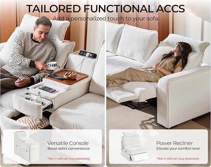 Oversized Modular Sofa Comfy Cloud Couch with Storage, Extra Deep Plush Sectional Sofa Set for Living Room, Covers Washable, Chenille, Olar (White, 8-Seater with Corner & 2 Ottomans, u-Shaped)
