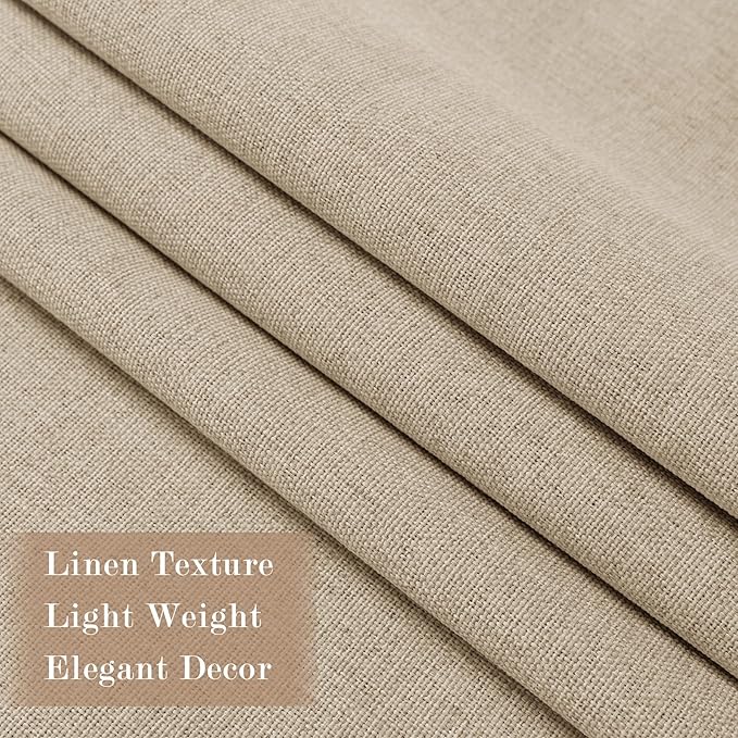Sand Beige Pinch Pleat 100% Blackout Drapes Linen Blend, Room Divider, Room Darkening, Energy Saving, Furniture Protecting, Light Blocking Extra Wide Privacy Curtains, 200Wx108L, 1 PC