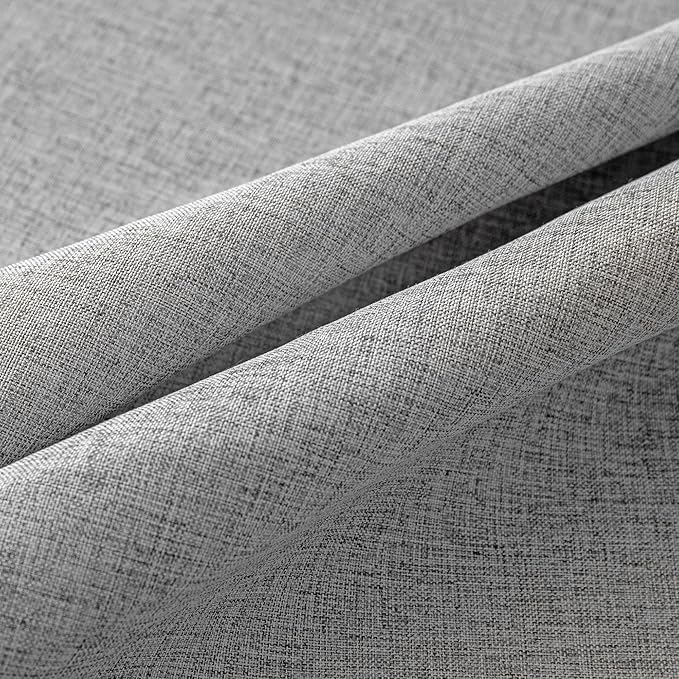 MYSKY HOME Grey Curtains for Bedroom 63 Inch Length Semi Sheer Kitchen Window Curtain Panels Linen Look Texture Light Filtering Privacy Drapes, Farmhouse Home Decor, 50" x 63", Dove Grey, 2 Pieces