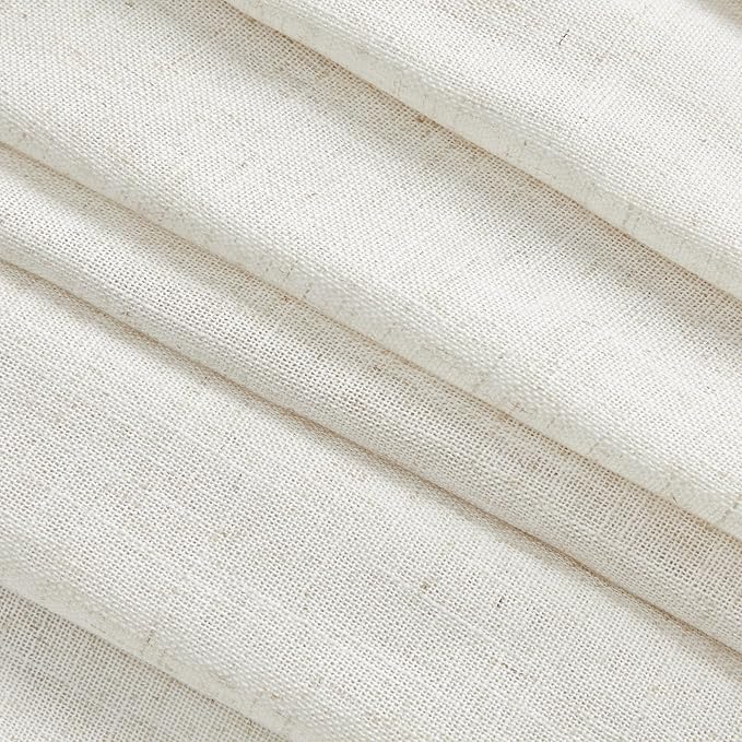 MYSKY HOME Country Curtains for Sliding Glass Door, Back Tab Semi Sheer Curtain Panels Extra Long Floor Length Drapes Linen Texture Soft Touch, 50x108 Inch, Linen, Set of 2