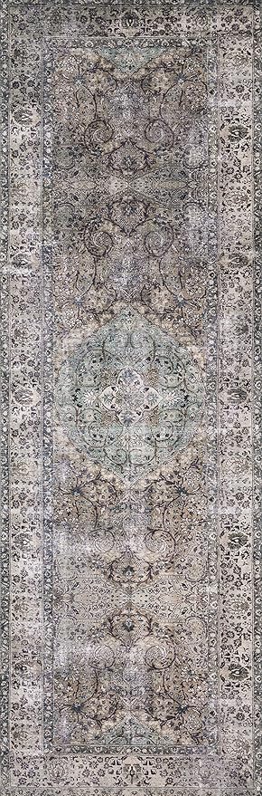 Loloi Layla Collection LAY-06 Taupe/Stone 9'-0" x 12'-0" .13" Thick Area Rug, Soft, Durable, Vintage Inspired, Distressed, Low Pile, Non-Shedding, Easy Clean, Printed, Living Room Rug
