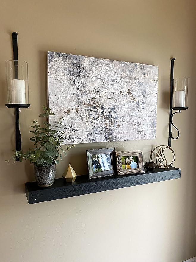 joelsantiques 24 Inch Wooden Floating Shelves for Wall - 24x8x2 in - Made of Natural Wood - Heavy Duty Rustic Wall Shelves for Bedroom - Perfect for Living Room, Kitchen - Mocha