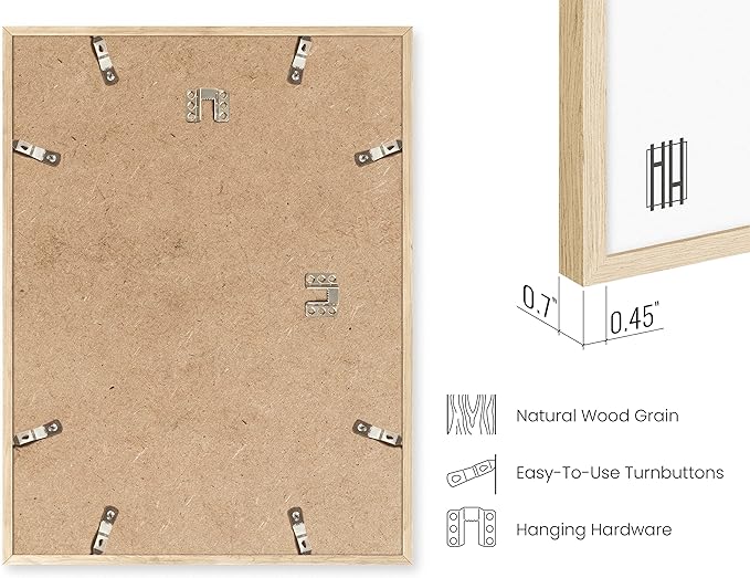 Haus and Hues 12x18 Natural Oak Wood Picture Frames Set of 25 - Premium Bulk Picture Frames 12x16 Bundle - Elegant Gallery Wall Frame Set for Posters, Art Display - Ideal for Wall Decor in Home &