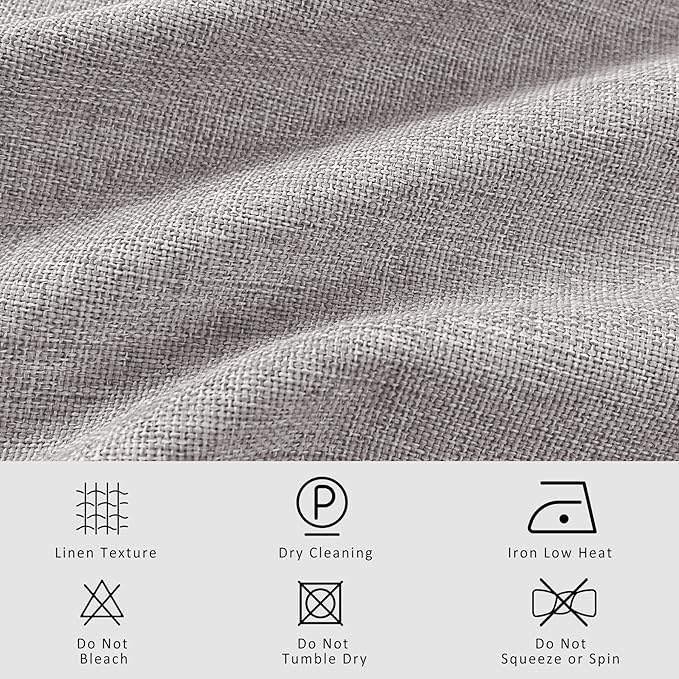 Macochico Extra Wide Full Blackout Linen Curtains for Sliding Door Browish Grey Pinch Pleated Linen Curtains 96 Inches Long for Bedroom Living Room Farmhouse with Tieback 120”Wx96”L 1 Panel