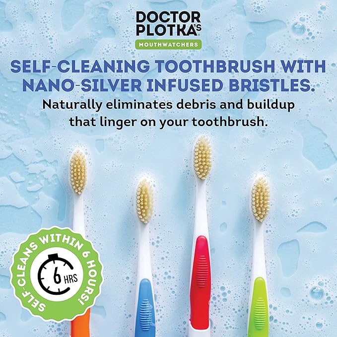 MOUTHWATCHERS Soft Flossing Manual Toothbrush for Adults, 2 Pack, Orange, Ultra Clean, Good for Sensitive Teeth and Gums, by Dr. Plotka's