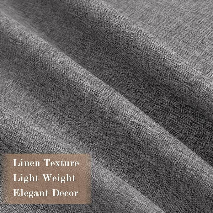 Extra Wide 100% Blackout Linen Textured Curtains - Room Dividers, W200 x L96 (1 Panel), Pinch Pleat Drapes for Living Room, Full Light Block Out Drapery for Sliding Door, Gray