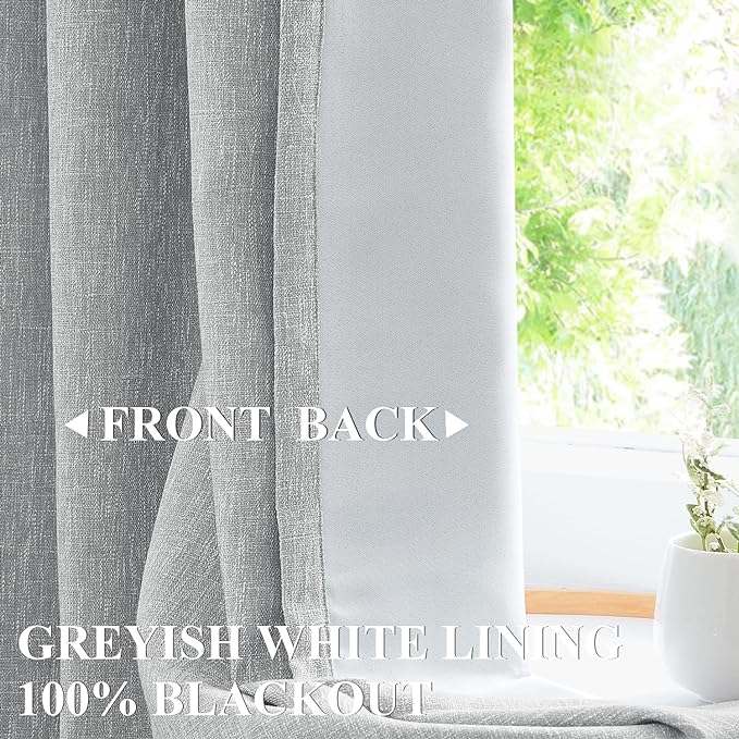 Vision Home Silver Grey Pinch Pleated Full Blackout Curtains Room Darkening Window Curtains 108 inch for Living Room Bedroom Thermal Insulated Pinch Pleat Drapes with Hooks Back Tab 2 Panel 40"Wx108"L