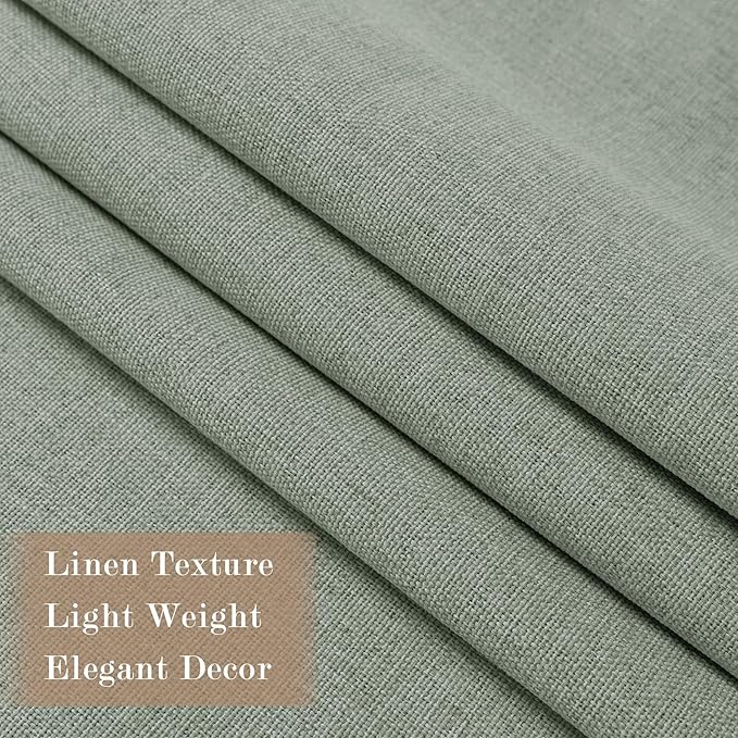 Full Blackout Privacy Curtains, 240 Inch Extra Wide Linen Blend Drapes, Pinch Pleat Window Drapery for Room Divider Storage/Space Room Separation, 1 Panel, W 240" x L 108", Fog Green