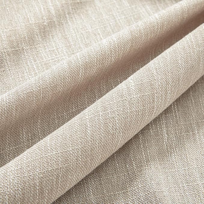 MYSKY HOME Cotton Curtains for Living Room Farmhouse Semi Sheer Light Filtering for Windows, Linen Look Texture Soft Modern Decor Country Style, 50" x 84", Light Oatmeal, 2 Panels