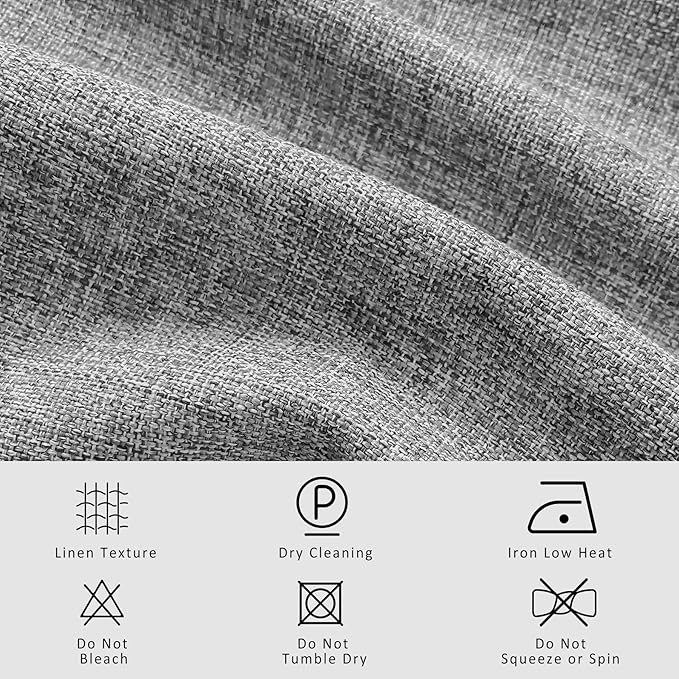 Macochico 100”Wx102”L 100% Blackout Pinch Pleated Linen Curtains for Sliding Door Bedroom Living Room Farmhouse Thermal Insulated Light Grey Burlap Drapes with Tieback 1 Panel Shabby Chic Style
