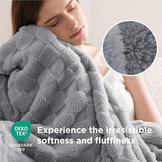 Bedsure GentleSoft Silver Grey Throw Blanket for Couch - Super Soft Cozy Blankets Gifts for Women Men Girls, Cute Small Fleece Throws for Bedroom Home Decor, 50x70 Inches