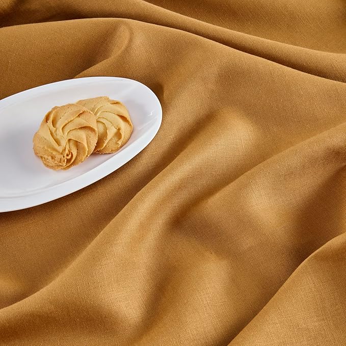 Solino Home Linen Table Runner 48 Inches - 100% Pure Linen Brown Sugar Hemstitch Table Runner 14 x 48 Inch Ideal for Dresser and Coffee Tables - Fall, Autumn, Thanksgiving - Classic Hemstitch