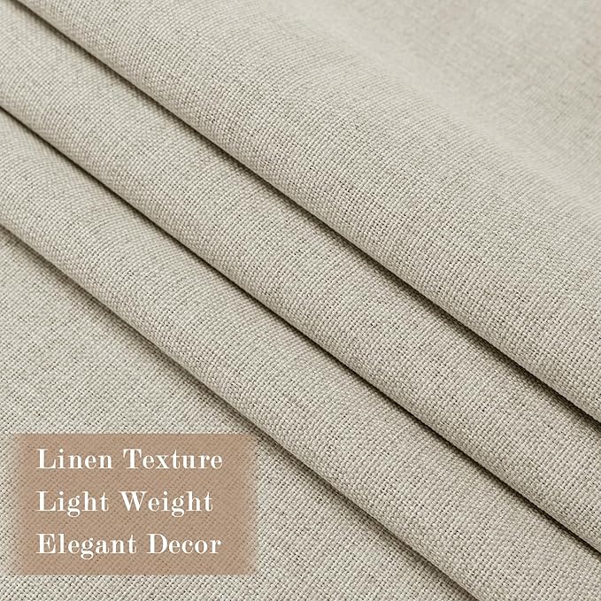 Extra Wide 100% Blackout Linen Textured Curtains - Room Dividers, W200 x L84 (1 Panel), Pinch Pleat Drapes for Living Room, Full Light Block Out Drapery for Sliding Door, Ivory White