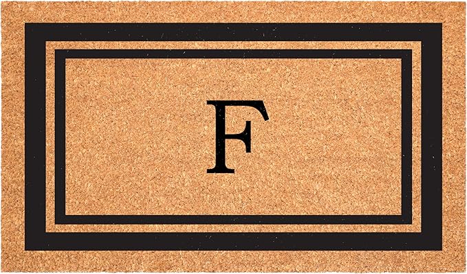 Calloway Mills 152961830F Black Border 18" x 30" Monogram Doormat, (Letter F)