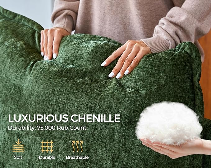 Oversized Modular Sofa Comfy Cloud Couch with Storage, Extra Deep Plush Sectional Sofa Set for Living Room, Covers Washable, Chenille, Olar (Green, 6-Seater with 2 Corners, u-Shaped)