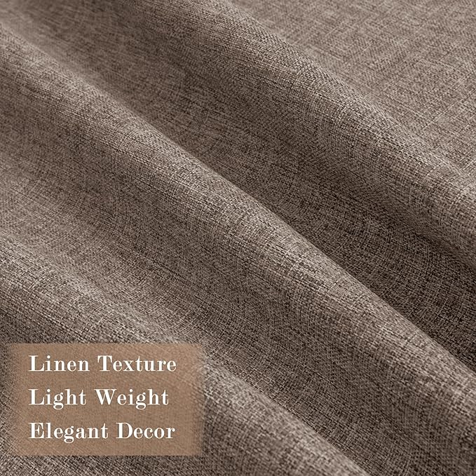 Light Brown Pinch Pleat 100% Blackout Drapes Linen Blend, Room Divider, Room Darkening, Energy Saving, Furniture Protecting, Light Blocking Extra Wide Privacy Curtains, 240Wx84L, 1 PC