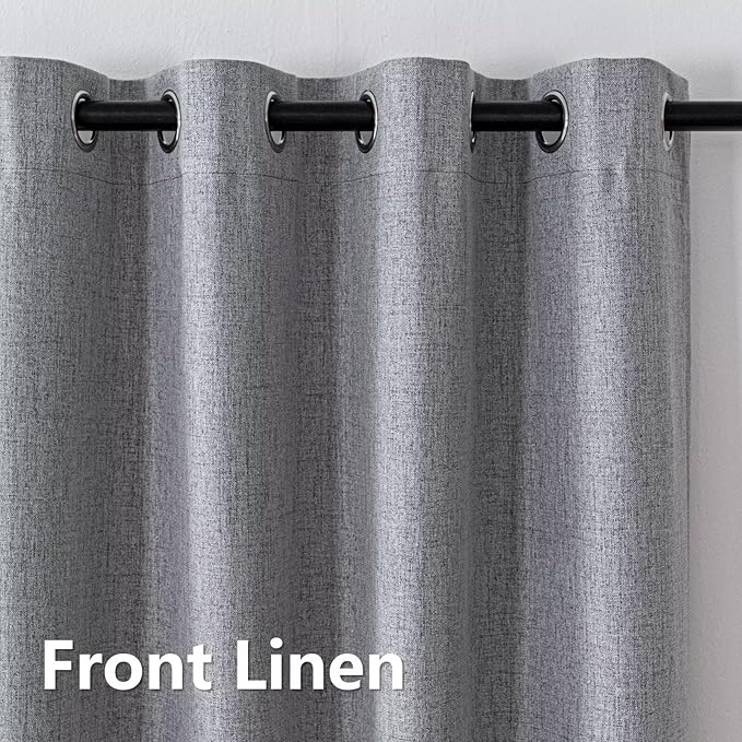 Blackout Curtains Customsize 1 Panel, 100% Blackout Textured Thermal Curtains, Grommet Privacy Light Blocking Drapes for Living Room Bedroom Luxury Decor(Customsize, Light Grey)
