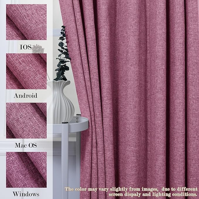 Full Blackout Privacy Curtains, 240 Inch Extra Wide Linen Blend Drapes, Pinch Pleat Window Drapery for Room Divider Storage/Space Room Separation, 1 Panel, W 240" x L 102", Lilac