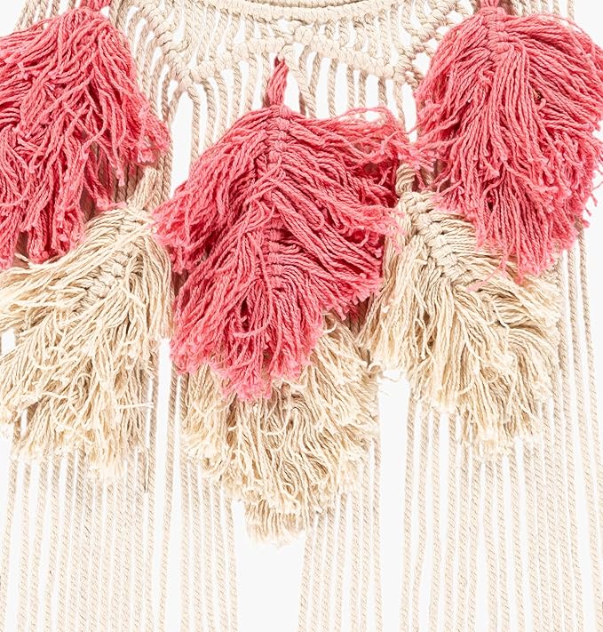 Mark&Day Wall Hanging, Tosens Bohemian/Global Farmhouse Bright Pink Tapestry Wall Hanging for Living Room, Bedroom, Office or Kitchen (32"H x 11"W)