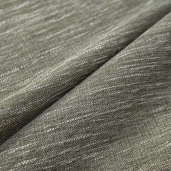 MYSKY HOME Short Curtains for Bedroom Semi Sheer Light Filtering Privacy Drapes for Small Window Linen Look Textured Boho Home Decor Backdrop Curtain for Parties, 50" x 63", Olive Green, 2 Panels