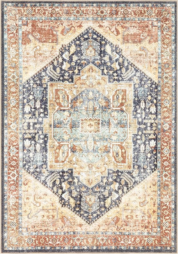 Keen Home Design 3x5 Rug - Machine Washable Entry Rug with Non-Slip Backing, Ideal for Enteryway, Kitchen, Bathroom, Laundry Room - Vintage, Easy Clean, Durable, Low Pile Rug - (3' x 5')