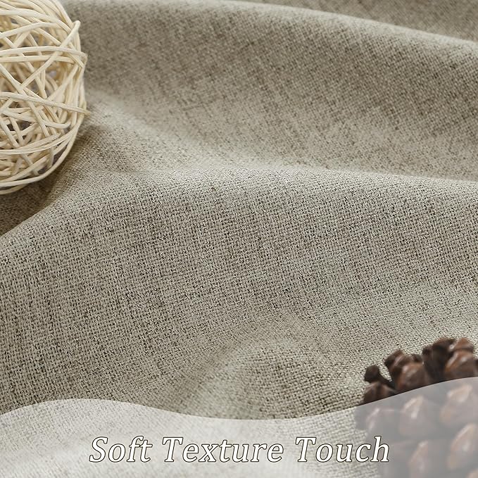 RAIN CITY Blackout Taupe Curtains 92 Inch Long for Bedroom Living Room Linen Textured Farmhouse Room Darkening/Thermal/Noise Reduction Window Treatment Drapes with Hooks 2 Panels, 2x50Wx92L in