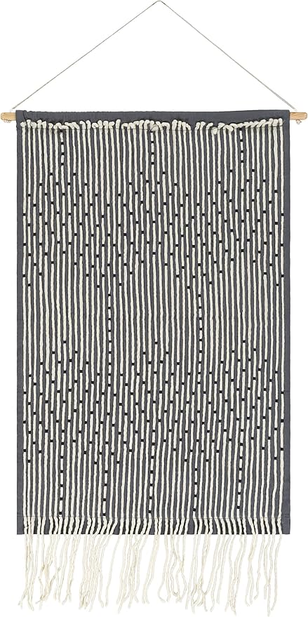 Mark&Day Wall Art, Schlublberg Modern Farmhouse Medium Gray Macrame Tapestry Wall Hanging for Living Room, Bedroom, Office or Kitchen (36"H x 24"W)