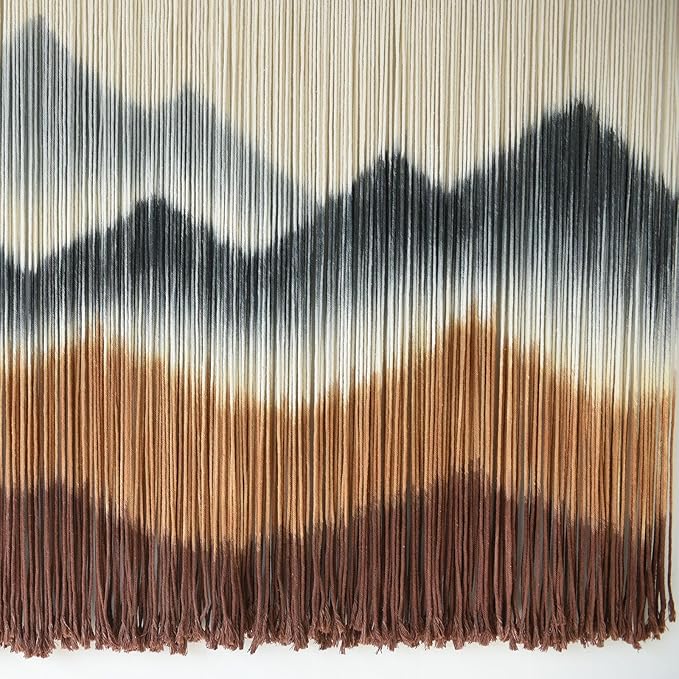Macrame Wall Hanging Mountain Wall Art Dip-Dyed Macrame Wall Decor Modern Wall Decor Fiber Wall Art Craftsmanship 57" Wx35"L