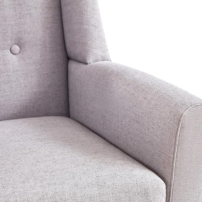 HUIMO Accent Chair Living Room Chair, Upholstered Button Tufted Armchair, Linen Fabric Sofa Chairs for Bedroom, Living Room, Mid Century Modern Comfy Reading Chair (Light Grey)