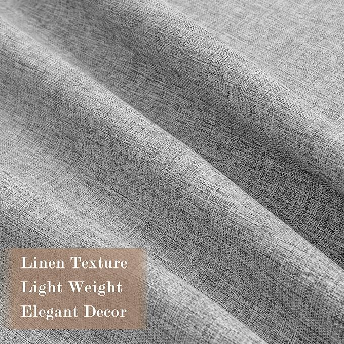 Extra Wide 100% Blackout Linen Textured Curtains - Room Dividers, W150 x L108 (1 Panel), Pinch Pleat Drapes for Living Room, Full Light Block Out Drapery for Sliding Door, Light Grey