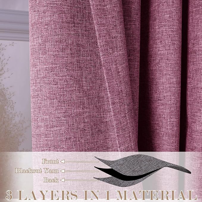 Full Blackout Privacy Curtains, 240 Inch Extra Wide Linen Blend Drapes, Pinch Pleat Window Drapery for Room Divider Storage/Space Room Separation, 1 Panel, W 240" x L 108", Lilac