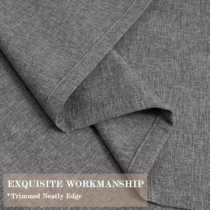 Natural Grey Pinch Pleat 100% Blackout Drapes Linen Blend, Room Divider, Room Darkening, Energy Saving, Furniture Protecting, Light Blocking Extra Wide Privacy Curtains, 240Wx84L, 1 PC