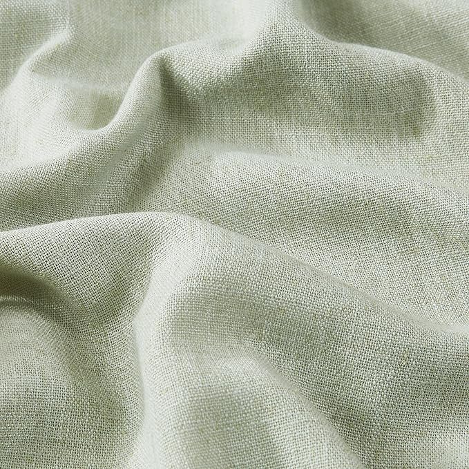 Vision Home Soft Green Pinch Pleated Full Blackout Curtains Linen Blended Room Darkening Curtain Panels 90 inch for Living Room Bedroom Thermal Insulated Pinch Pleat Drapes with Hooks 40" Wx90 Lx2
