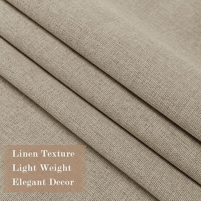 Light Khaki Pinch Pleat 100% Blackout Drapes Linen Blend, Room Divider, Room Darkening, Energy Saving, Furniture Protecting, Light Blocking Extra Wide Privacy Curtains, 240Wx84L, 1 PC