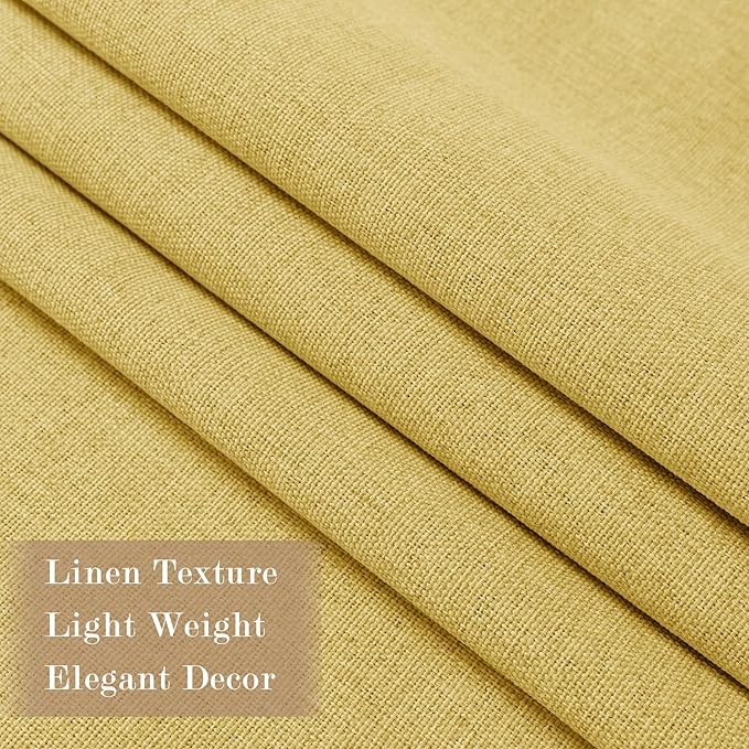Yellow Pinch Pleat 100% Blackout Drapes Linen Blend, Room Divider, Room Darkening, Energy Saving, Furniture Protecting, Light Blocking Extra Wide Privacy Curtains, 200Wx108L, 1 PC