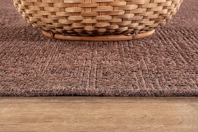 CAMILSON Easy Jute Rug 6x9, Indoor Outdoor Brown Color Fiber Area Rugs for Living Room Patio and Kitchen Rug, Solid Boho Woven Design, Easy-Cleaning, Washable Outside Carpet Alfombras (6 x 9)