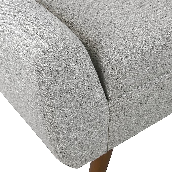 HomePop Modern Storage Bench with Wood Legs Home Décor|Bench with Storage for Living Room & Bedroom - Light Gray Woven