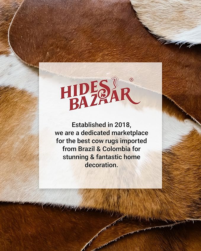 Tricolor Cowhide Rug Classic Brown, Black and White Color Mix, Natural Leather Hide, Area Rug (5x7 ft)