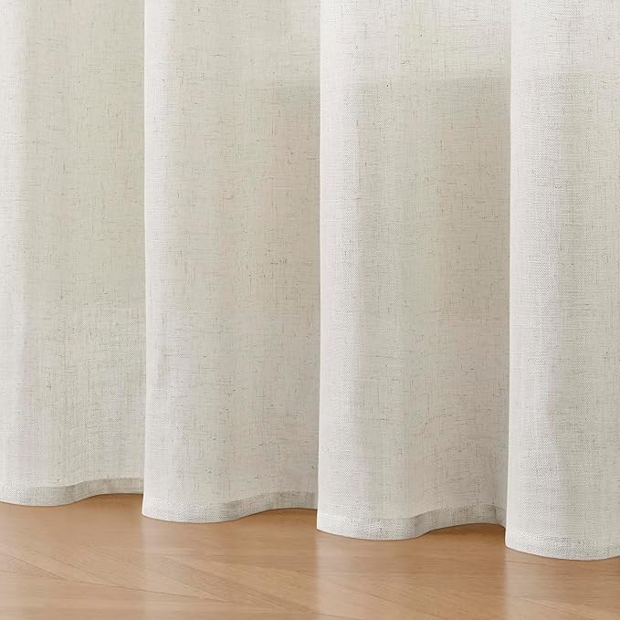 Joydeco Linen Curtains 72 Inch Length 2 Panels Set for Living Room,Light Filtering Curtains 37 Inch Wide for Bedroom, Off-White Curtains with Back Tab & Rod Pockets (37x72 inch, Off-White)