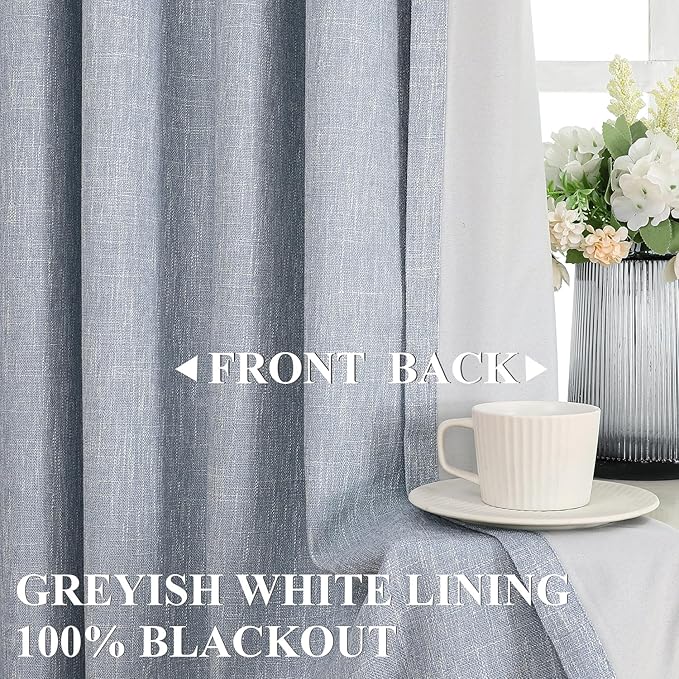 Vision Home Chambray Blue Full Blackout Curtains Pinch Pleated Room Darkening Window Curtains 72 inch for Living Room Bedroom Thermal Insulated Pinch Pleat Drapes with Hooks Back Tab 2 Panel 40"Wx72"L
