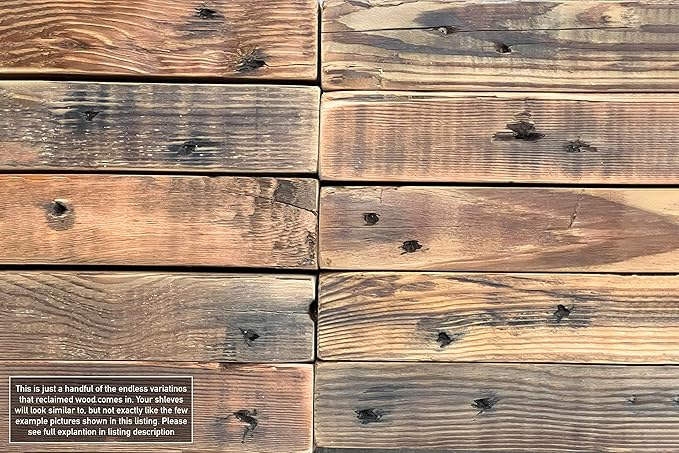 Urban Legacy Reclaimed Barn Joist Deep Floating Shelves | Deep Shelves with Low Profile Shelf Bracket with High Weight Capacity, Set of 2 (36" x 11" x 2.5", Natural)