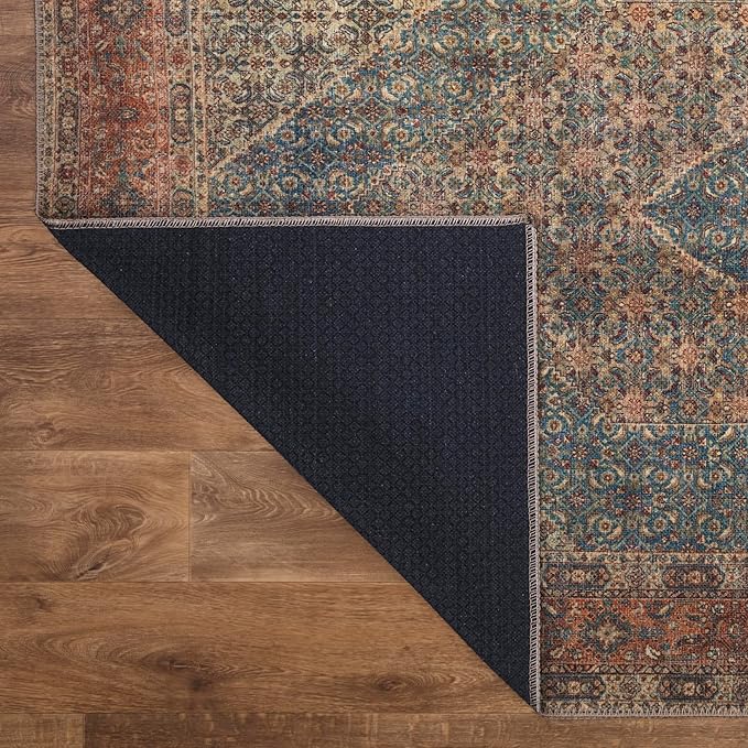 Keen Home Design 10x14 Rug - Machine Washable Area Rug with Non-Slip Backing, Ideal for Living Room, Dining Room, Bedroom - Vintage, Easy Clean, Durable, Low Pile Rug - (9'7" x 14')